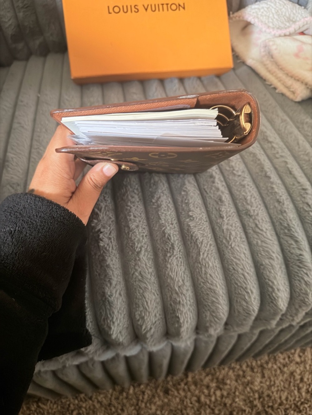 Louis Vuitton Brown Monogram Notebook Cover with Gold Hardware